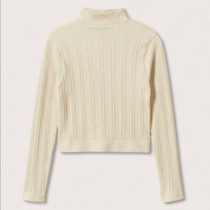 MANGO Ribbed Long Sleeve Crop Top